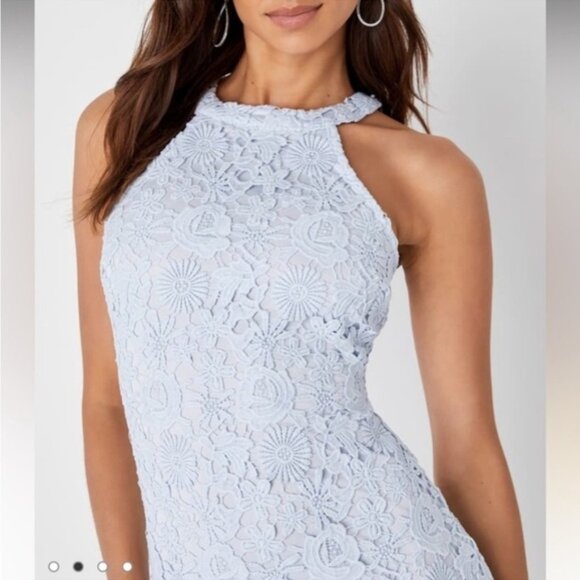 Lulus Love Poem Light‎ Blue Lace Mini Dress size XS - Picture 3 of 9